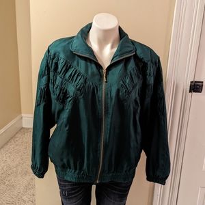 Vintage EVR dark green light zip up jacket size medium